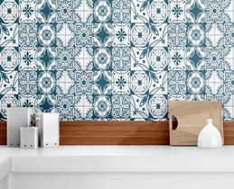 Papel de parede Adesivo Azulejo Decorativo Azul turquesa