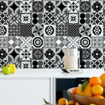 Papel De Parede Adesivo Azulejo Preto Branco Cozinha 12m