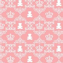 Papel de Parede Adesivo Baby Rosa Coroas e Ursinhos - 048