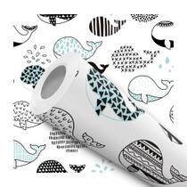 Papel de Parede Adesivo Baleia Preto e Azul Fundo do Mar Infantil Bebê Moderno Quarto Papel de Parede Adesivo Baleia Preto e Azul Fundo do Mar Infantil Bebê Moderno Quarto