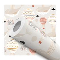 Papel de Parede Adesivo Bege Delicado Infantil Bebê Baleia Balão Moderno Quarto Papel de Parede Adesivo Bege Delicado Infantil Bebê Baleia Balão Moderno Quarto