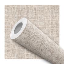 Papel de Parede Adesivo Bege Efeito Tecido Linho Moderno Quarto Sala