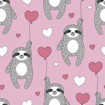 Papel De Parede Adesivo Bicho Preguiça E Corações Rosa Quarto 12m Papel De Parede Adesivo Bicho Preguiça E Corações Rosa Quarto 12m