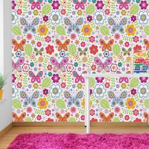 Papel de Parede Adesivo - Borboletas e Flores - 038ppi Papel de Parede Adesivo - Borboletas e Flores - 038ppi