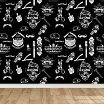 Papel De Parede Adesivo Casual Barbearia Cabeleireiro Barbeiro Studio Salão Preto - Final Decor