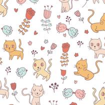 Papel de Parede Adesivo Casual Gatinhos - 031 Papel de Parede Adesivo Casual Gatinhos - 031