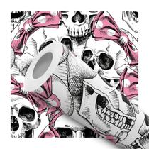 Papel de Parede Adesivo Caveira Rock Laço Rosa Menina Moderno Quarto Sala de Estar Papel de Parede Adesivo Caveira Rock Laço Rosa Menina Moderno Quarto Sala de Estar