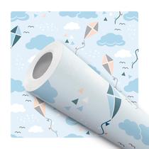 Papel de Parede Adesivo Céu Nuvem Azul Pipa Moderno Quarto Sala de Estar