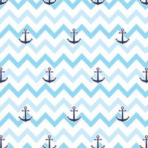 Papel De Parede Adesivo Chevron Azul Ancora Quarto Bebê 3m