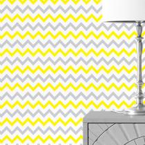 Papel de Parede Adesivo Chevron Zig Zag Amarelo e Cinza Lavável Papel de Parede Adesivo Chevron Zig Zag Amarelo e Cinza Lavável