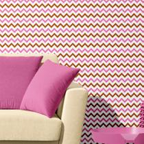 Papel de Parede Adesivo Chevron Zig Zag Marrom e Rosa Lavável