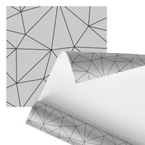 Papel De Parede Adesivo Cinza e Preto Geométrico 2,80m