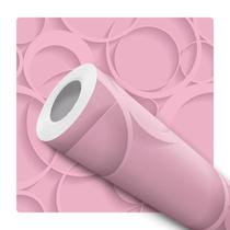 Papel de Parede Adesivo Círculos Efeito 3D Rosa Moderno Quarto Sala de Estar Papel de Parede Adesivo Círculos Efeito 3D Rosa Moderno Quarto Sala de Estar