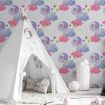 Papel de Parede Adesivo com Nuvens e Lua N06139 0,58x2,5M