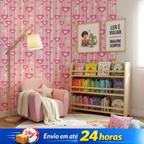 Papel De Parede Adesivo Corações Rosa Infantil Quarto Menina Fácil Aplicação Papel De Parede Adesivo Corações Rosa Infantil Quarto Menina Fácil Aplicação