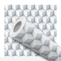 Papel de Parede Adesivo Cubo Branco Efeito 3D Moderno Quarto Sala de Estar Papel de Parede Adesivo Cubo Branco Efeito 3D Moderno Quarto Sala de Estar
