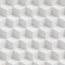 Papel de Parede Adesivo Cubos Branco Efeito 3D Moderno Quarto Sala de Estar