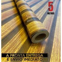 Papel De Parede Adesivo De Parede 5metros x 0,45cm Madeira Ripada Lisa Freijó Para Decoração De Quar