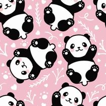 Papel De Parede Adesivo Desenho Panda Com Fundo Rosa 15M