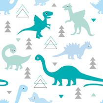 Papel de Parede Adesivo Dinossauros Azul Com Fundo Branco