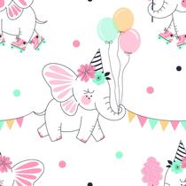 Papel De Parede Adesivo Elefante Circo Quarto Infantil 10m