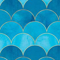 Papel de Parede Adesivo Escama Peixe Tons de Azul Dourado Moderno Quarto Sala de Estar Papel de Parede Adesivo Escama Peixe Tons de Azul Dourado Moderno Quarto Sala de Estar