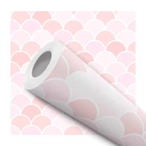 Papel de Parede Adesivo Escamas Sereia Rosa Salmão Delicado Menina Infantil Bebê Moderno Quarto Sala de Estar