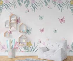 Papel de Parede Adesivo estampa de jardim de borboletas 280ALTURAX260LARGURA - ALGIDECOR Papel de Parede Adesivo estampa de jardim de borboletas 280ALTURAX260LARGURA - ALGIDECOR