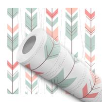 Papel de Parede Adesivo Flexa Verde Rosa Salmão Moderno Quarto