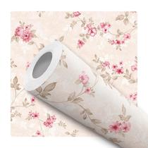 Papel de Parede Adesivo Floral Aquarela Rosa Moderno Quarto Sala de Estar