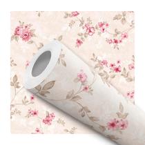Papel de Parede Adesivo Floral Aquarela Rosa Moderno Quarto Sala de Estar