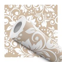 Papel de Parede Adesivo Floral Arabesco Bege Branco Elegante Moderno Quarto Sala de Estar Papel de Parede Adesivo Floral Arabesco Bege Branco Elegante Moderno Quarto Sala de Estar