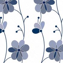 Papel de Parede Adesivo Floral Azul - 110