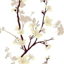 Papel De Parede Adesivo Floral Branco Cerejeira Nude - 1,05M