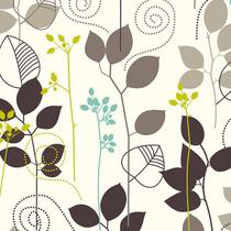 Papel de Parede Adesivo Floral Cinza e Verde - 191