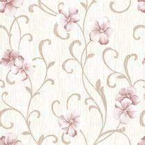 Papel De Parede Adesivo Floral Flores Rosa/Bege Ssfl-005