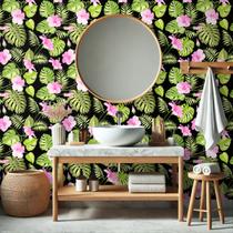 Papel De Parede Adesivo Floral Folhas Verde Muro Verde 5m Papel De Parede Adesivo Floral Folhas Verde Muro Verde 5m