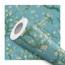 Papel de Parede Adesivo Floral Galho Azul Moderno 12m