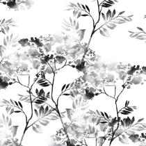 Papel de Parede Adesivo Floral Preto e Branco - 140