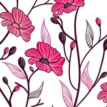 Papel de Parede Adesivo Floral Rosa e Preto - 124 Papel de Parede Adesivo Floral Rosa e Preto - 124
