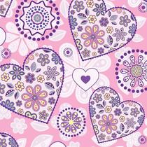 Papel de Parede Adesivo Floral Rosa e Roxo - 214