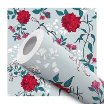 Papel de Parede Adesivo Floral Rosa Vermelha Moderno Quarto Sala de Estar Papel de Parede Adesivo Floral Rosa Vermelha Moderno Quarto Sala de Estar