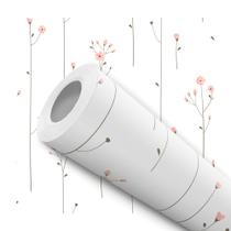 Papel de Parede Adesivo Flores Flor Rosa Delicado Fundo Branco Infantil Bebê Moderno Quarto Sala 10m