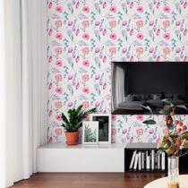 Papel de Parede Adesivo Flores Rosa e Roxo N06180 0,58x2,5M