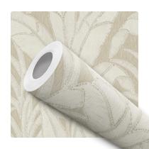 Papel de Parede Adesivo Folhagem Bege Creme Decoração Moderna Quarto Sala de Estar Escritório