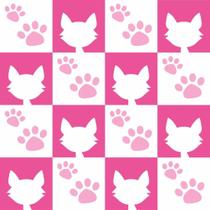 Papel de Parede Adesivo Gatos Rosa 12 Rolo 0,58x3M