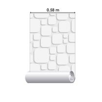 Papel De Parede Adesivo Geométrico 3D Cinza N017004 0,58X3M