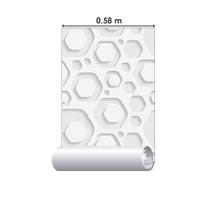 Papel De Parede Adesivo Geométrico 3D Cinza N017009 0,58X3M