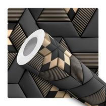Papel De Parede Adesivo Geometrico 3D Grafite Dourado Sala 5m Papel De Parede Adesivo Geometrico 3D Grafite Dourado Sala 5m