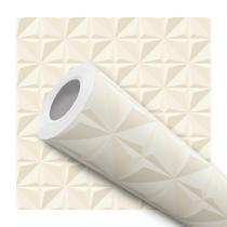 Papel de Parede Adesivo Geométrico Bege 3D Moderno Quarto Sala de Estar